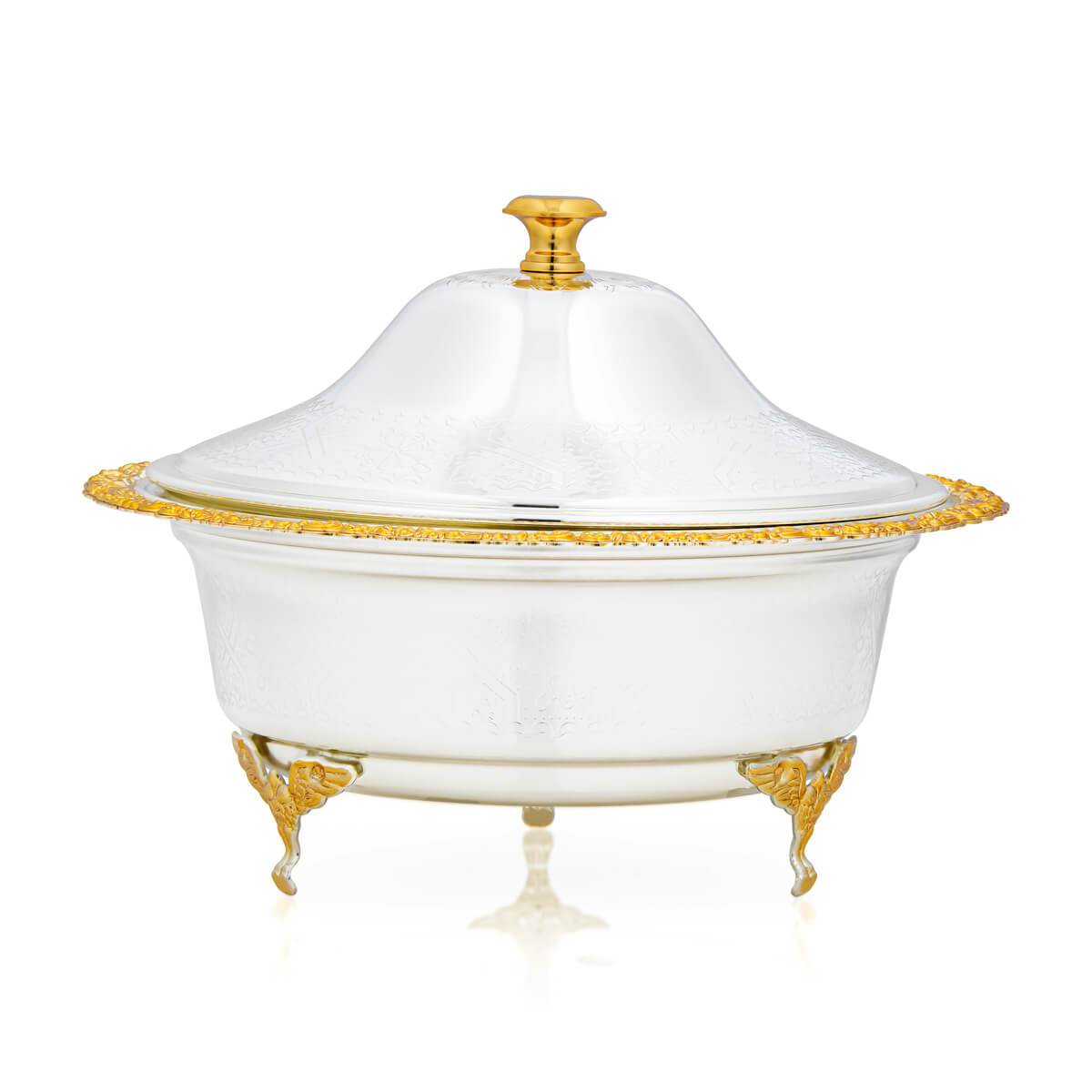 Shop ALMARJAN 22 CM Date Bowl With Cover Silver & Goldat Almarjanstore.com - UAE