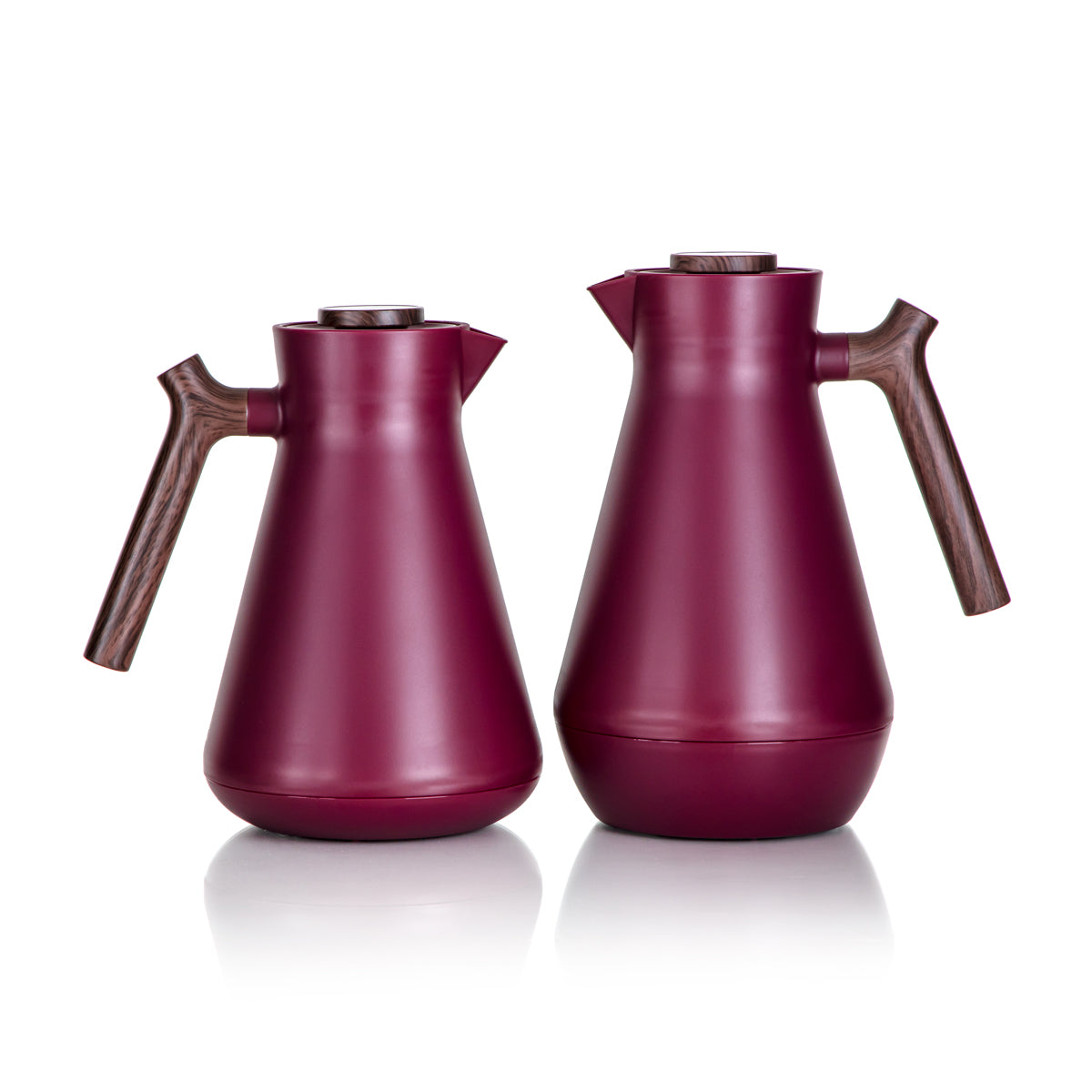 Almarjan Vacuum Flask Set Matt Bean Red & Wood - SM-1921-100/160 MBR/LW