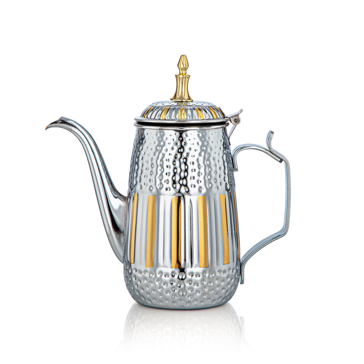 Almarjan 1 Litre Marabaa Collection Pot à Lait en Acier Inoxydable Argent et Or - STS0010952