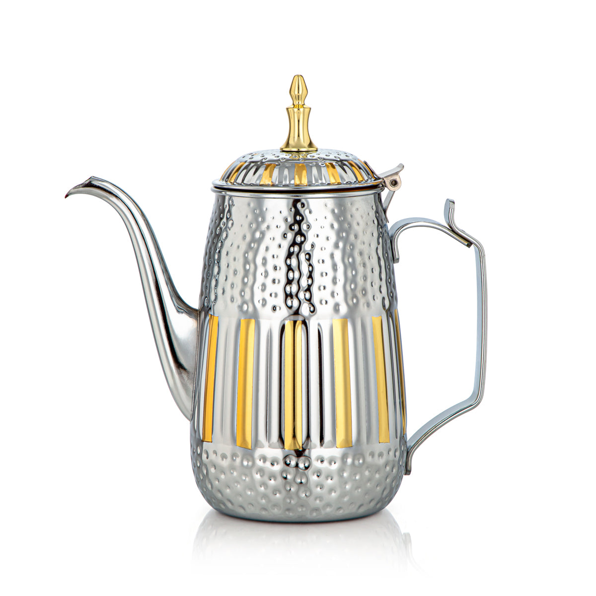 Almarjan 1,3 Litre Marabaa Collection Pot à Lait en Acier Inoxydable Argent et Or - STS0010953