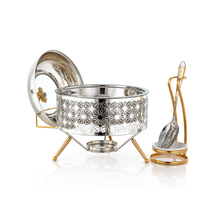 Almarjan 2000 ML Chafing Dish Avec Cuillère Argent &amp; Or - STS0012908