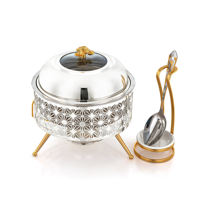 Almarjan 2000 ML Chafing Dish Avec Cuillère Argent &amp; Or - STS0012908