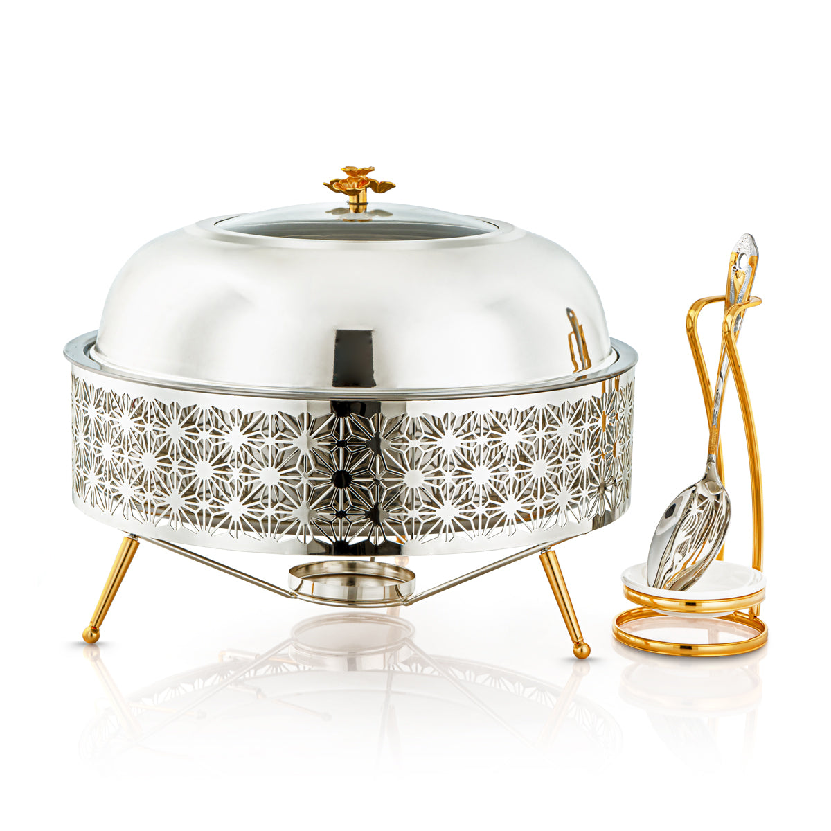 Almarjan 6500 ML Chafing Dish Avec Cuillère Argent &amp; Or - STS0012911