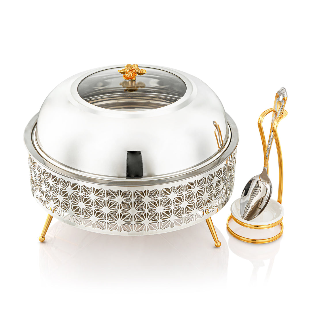 Almarjan 6500 ML Chafing Dish Avec Cuillère Argent &amp; Or - STS0012911