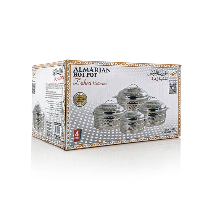 Almarjan Lot de 4 marmites en acier inoxydable Zahra Collection Argent H22M52