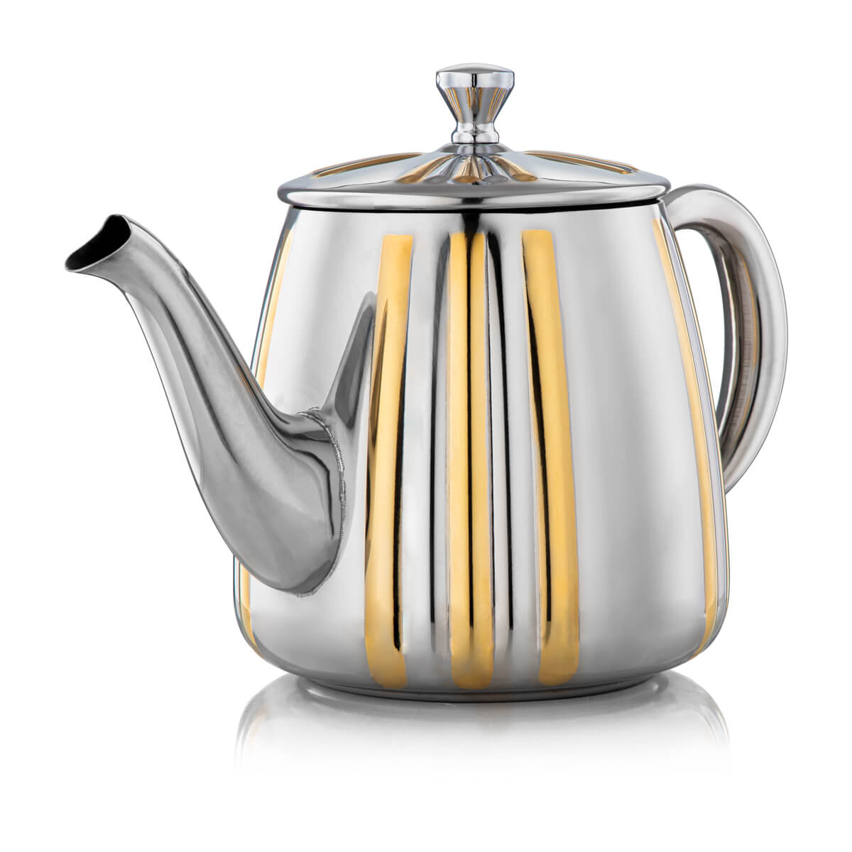 Almarjan 1.4 Liter Stainless Steel Teapot Silver & Gold - STS0010644
