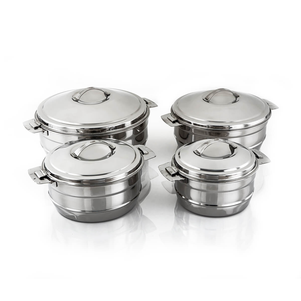 Almarjan 4 Pieces Mona Collection Stainless Steel Hot Pot Silver - STS0292664